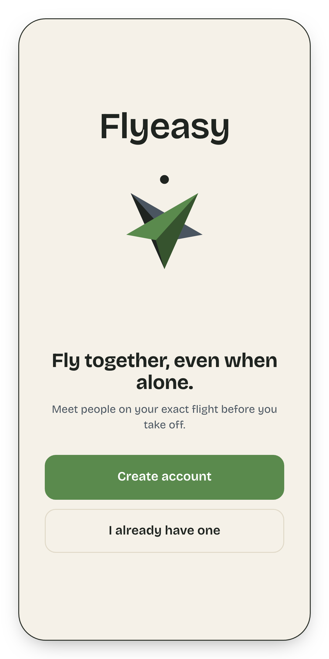 The Flyeasy welcome screen